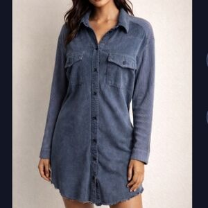 Maven West Dress Size L Button Down Fringe Trim Front Pockets USA